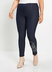 Jegging avec imprimé floral et strass, bonprix