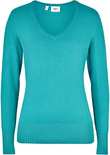 Pull col en V en fine maille, bonprix