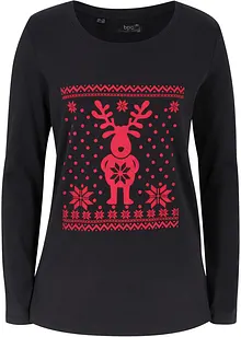 Baumwoll-Langarmshirt mit Weihnachtsmotiv, bonprix