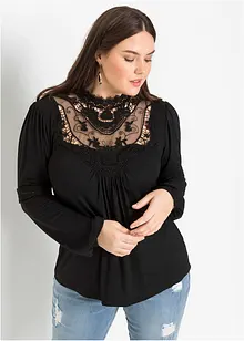 Langarmshirt mit Spitze, bonprix