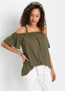 Cold-Shoulder-Shirt mit Spitzenborte, bonprix