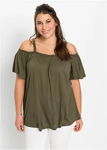 Cold-Shoulder-Shirt mit Spitzenborte, bonprix