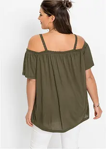 Cold-Shoulder-Shirt mit Spitzenborte, bonprix