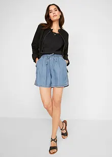 Leichte Denim Shorts mit Leinen und Bequembund, bonprix