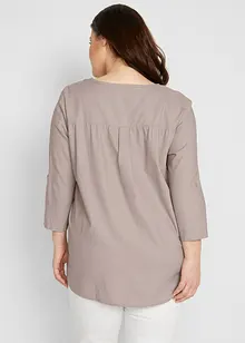 Bluse mit Leinen, 3/4 Arm, bonprix