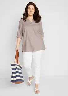 Bluse mit Leinen, 3/4 Arm, bonprix