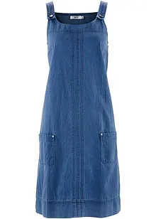 Robe en jean coton avec bretelles de salopette, longueur genou, bonprix