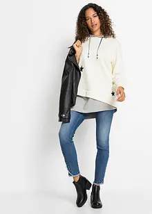 Sweatshirt mit Kapuze und asymmetrischem Saum, bonprix