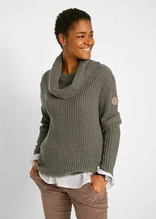 Grober Strickpullover mit weitem Kragen, bonprix