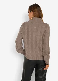 Pull col roulé à motif torsadé, bonprix