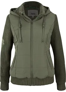 Übergangs-Jacke mit Strickärmeln und Kapuze, bonprix