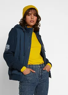 Übergangs-Jacke mit Strickärmeln und Kapuze, bonprix