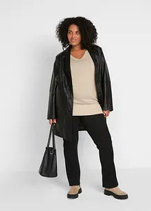 Pull long basique à col V, bonprix