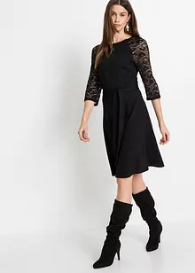 Jerseykleid mit Spitzenärmeln, bonprix