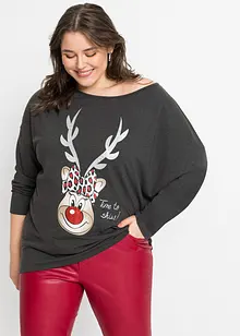 Off-Shoulder-Shirt mit Weihnachtsmotiv, bonprix