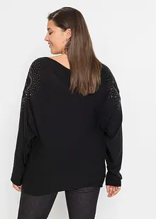 Ripp-Pullover mit Steinchen, bonprix