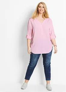 Blouse-tunique en viscose, col V et manches longues, bonprix