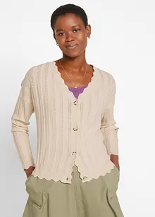 Kurze Ajour-Strickjacke mit nachhaltiger Viskose, bonprix