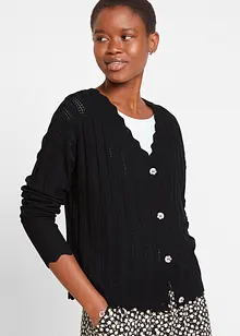 Kurze Ajour-Strickjacke mit nachhaltiger Viskose, bonprix