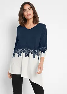 Longshirt mit asymmetrischem Schnitt und Spitze, bonprix