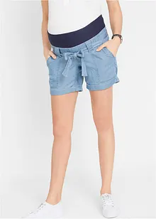 Umstandsshort mit  Leinen in Jeans-Optik, bonprix