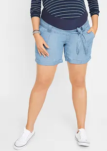 Umstandsshort mit  Leinen in Jeans-Optik, bonprix