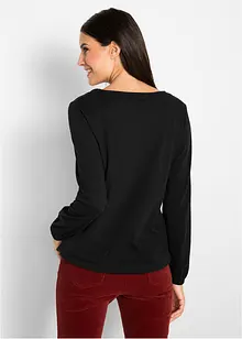 Baumwoll-Langarmshirt mit Gummizug, bonprix