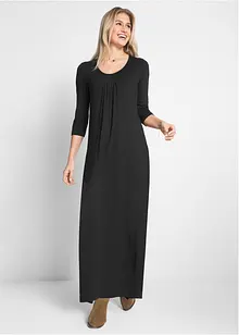 Robe longue légèrement trapèze en viscose, manches 3/4, bonprix