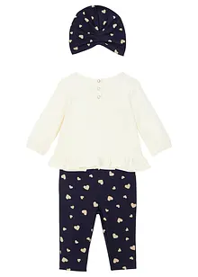 T-shirt + legging + bonnet bébé (Ens. 3 pces.) coton, bonprix