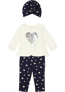 T-shirt + legging + bonnet bébé (Ens. 3 pces.) coton, bonprix