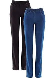 Lot de 2 jeans droits, taille mi-haute, bonprix