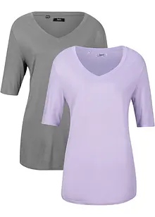 Lot de 2 t-shirts en viscose doux, bonprix