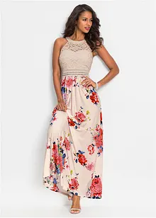 Sommer-Maxikleid mit Blumen-Print und Spitze, bonprix