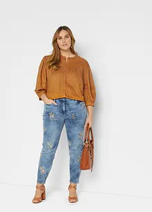 Slim-Fit-Jeans mit floraler Stickerei, bonprix