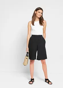 Bermuda mit Leinen, Seitentaschen und High-Waist-Bequembund, bonprix