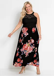 Sommer-Maxikleid mit Blumen-Print und Spitze, bonprix