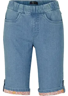 Bermuda en jean avec revers coloré, bonprix
