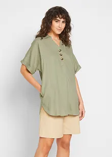 Leinen-Longbluse mit Knopfleiste, bonprix