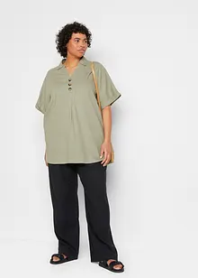 Leinen-Longbluse mit Knopfleiste, bonprix