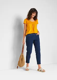 Lot de 2 pantalons 7/8 droits, taille mi-haute élastiquée, bonprix