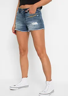 Jeansshorts Mid Waist mit Stickerei, bonprix