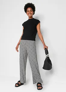 Pantalon palazzo en jersey avec taille confortable, imprimé, bonprix