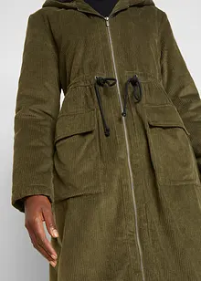 Cord-Mantel mit Teddy-Fleece Kapuze aus reiner Baumwolle, bonprix