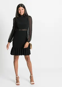 Minikleid aus leichtem Chiffon mit Häkel-Einsatz, bonprix