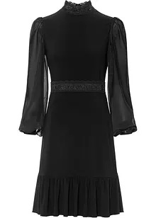 Minikleid aus leichtem Chiffon mit Häkel-Einsatz, bonprix