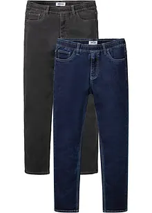 Lot de 2 jeans thermo Regular Fit à taille extensible, Straight, bonprix