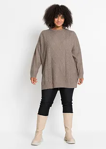 Oversize-Pullover mit Zopfmuster, bonprix