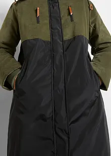 Long-Parka mit Kapuze und Materialmix, gerade geschnitten, bonprix