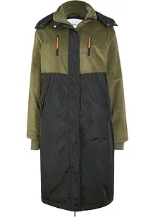 Parka longue à capuche en mélange de matières, coupe droite, bonprix