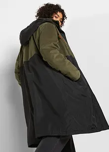 Long-Parka mit Kapuze und Materialmix, gerade geschnitten, bonprix